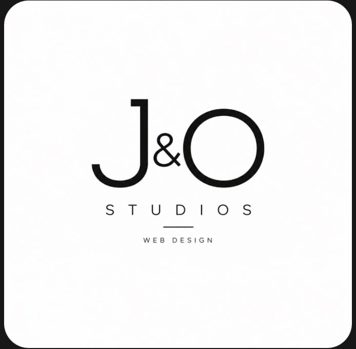 J&O Studios logo with web design text on a white background